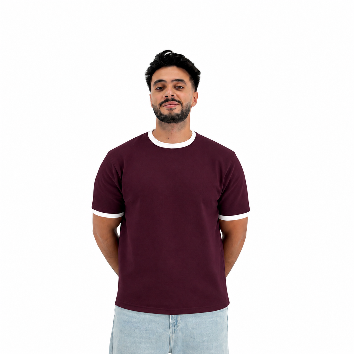 Ringer T-Shirt — Burgundy