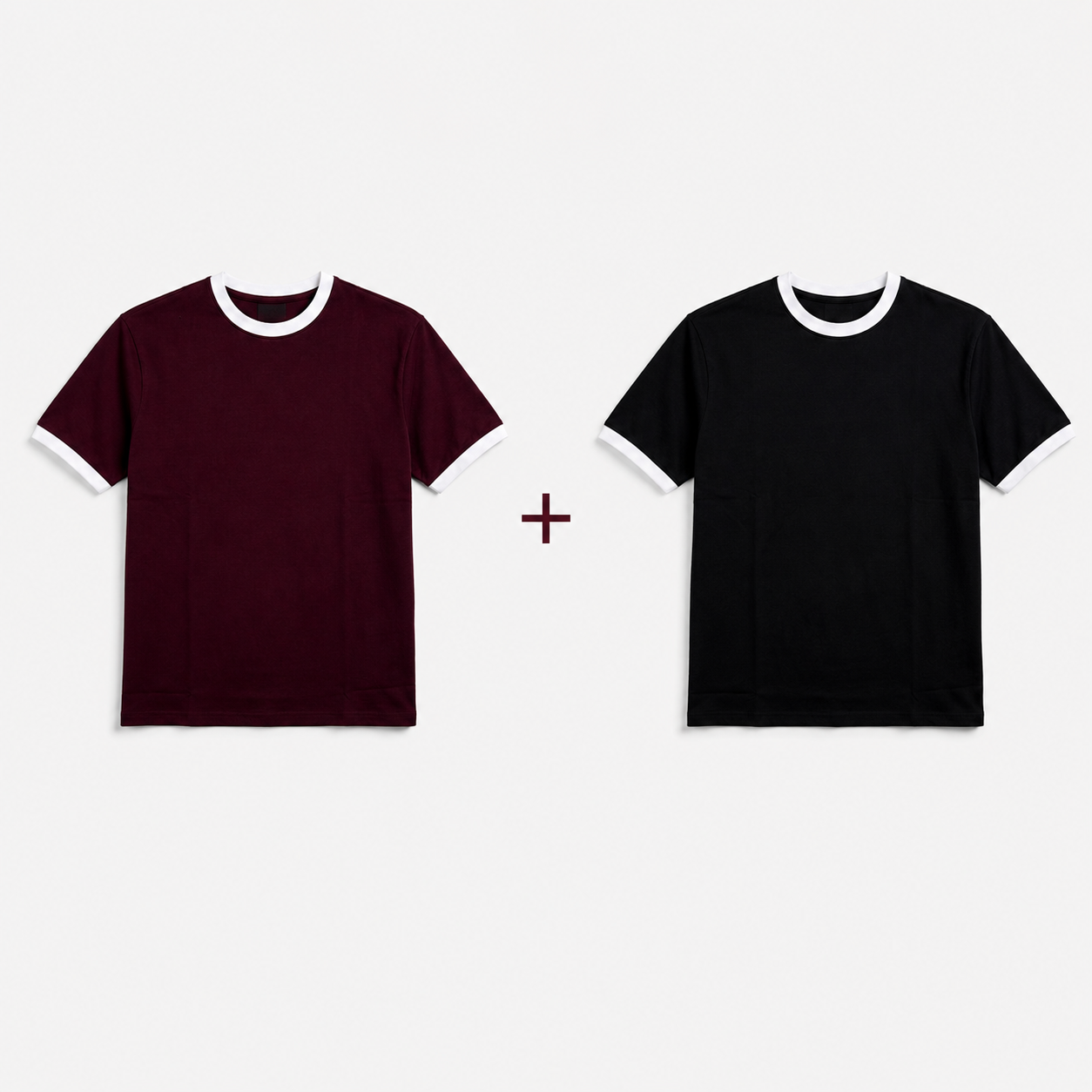 Bundle — Ringer T-Shirt (Black + Burgundy)