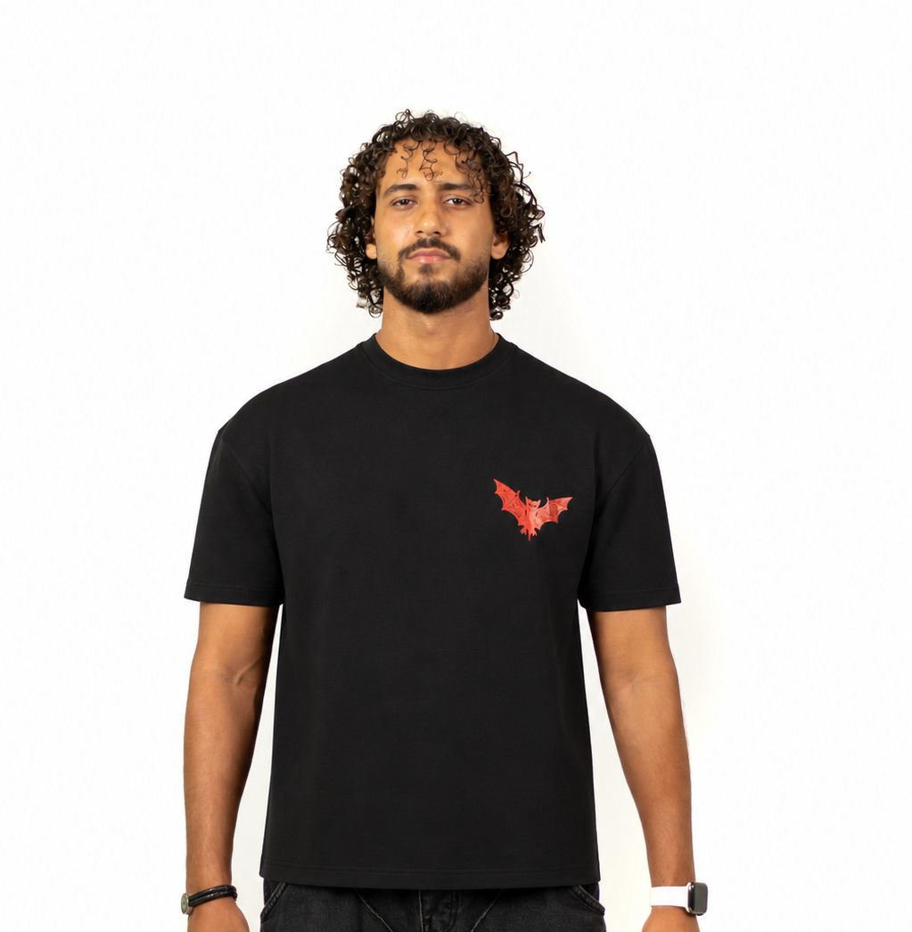 Bat Print Tee - Oversized