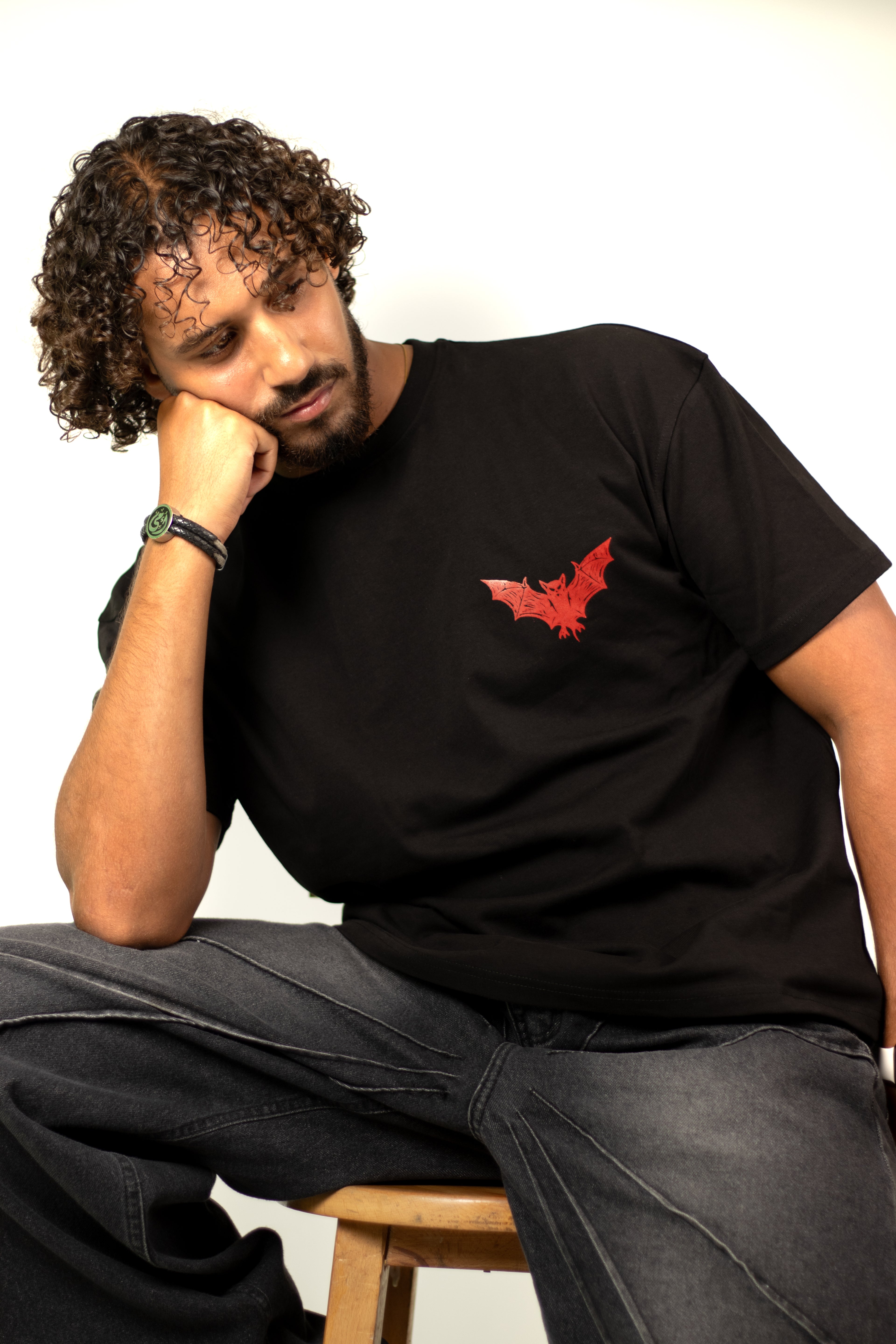 Bat Print Tee - Oversized