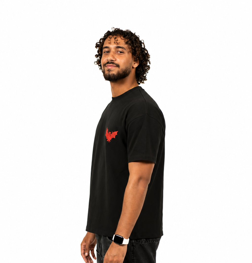 Bat Print Tee - Oversized