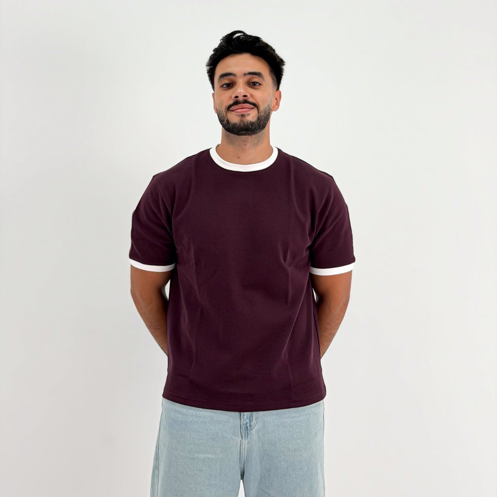 Ringer T-Shirt — Burgundy